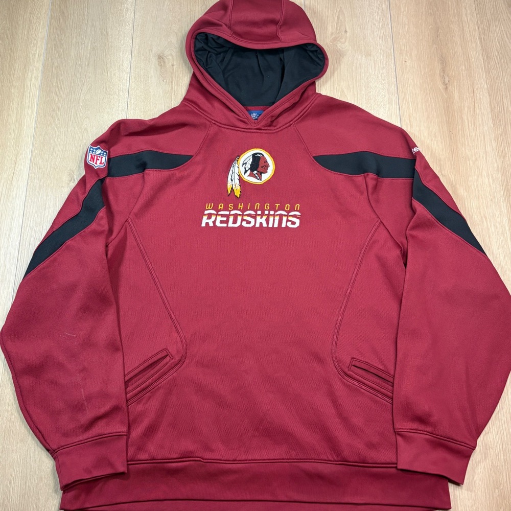 Reebok NFL On Field Washington Redskins Hoodie Mens 2XL Burgundy Maroon Pullover